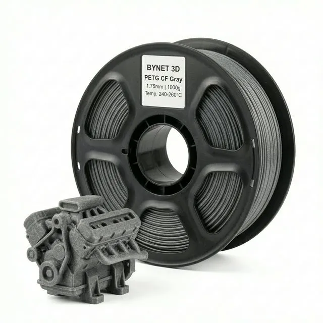 Пластик для 3D принтера BYNET3D PETG CF Carbon Fiber Gray (BN_PETGC_GY) 1кг