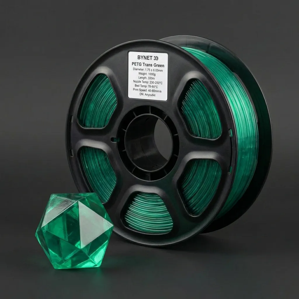 Пластик для 3D принтера BYNET3D PETG Transparent Green (BN_PETG0_TGN) Transparent Green