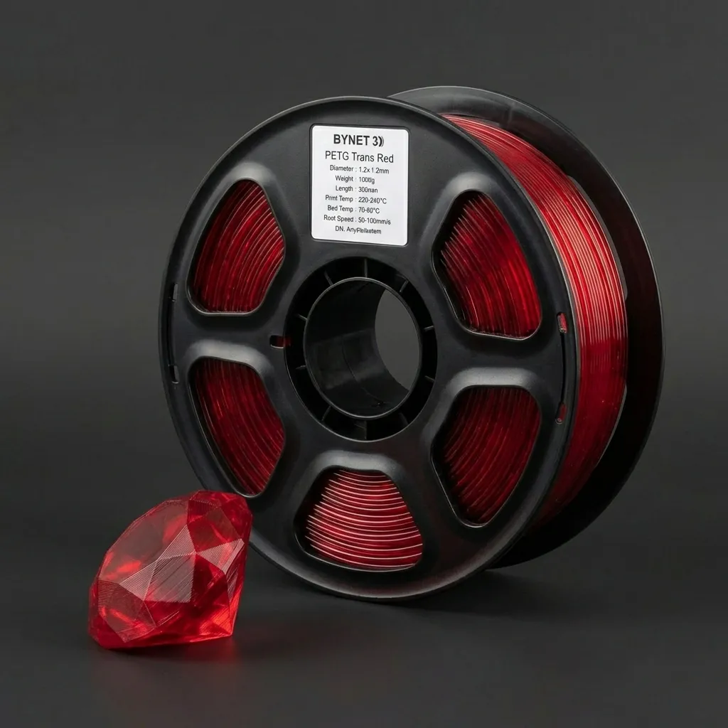 Пластик для 3D принтера BYNET3D PETG Transparent Red (BN_PETG0_TRD)